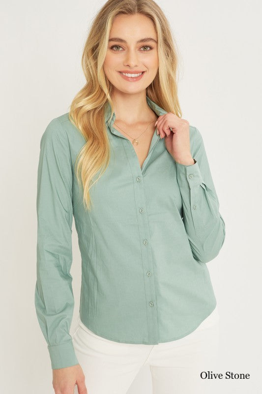 Nora Button Up in Olive